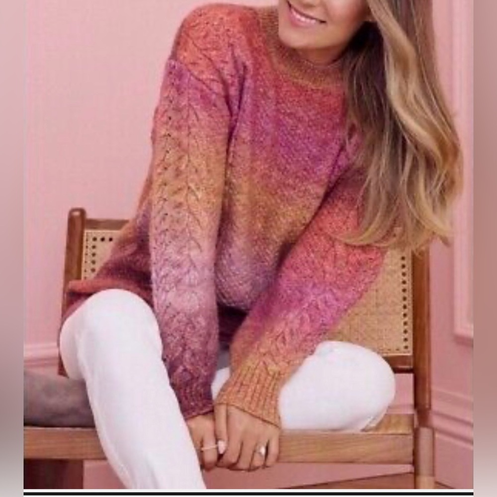 Women's Ombre Crewneck Sweater - Pink Multi